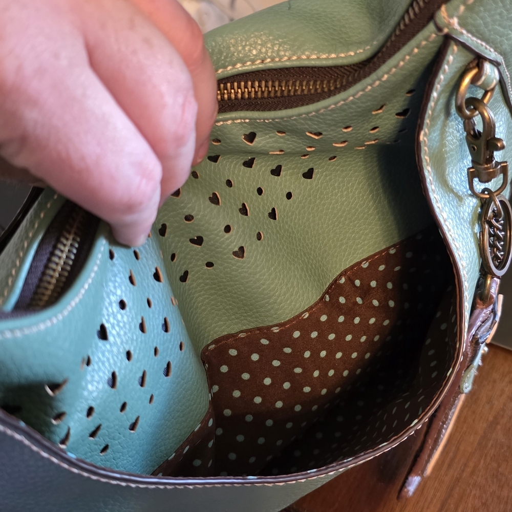 Chala Turquoise Green Hobo Bag with Dog Charm - Picture 10 of 12